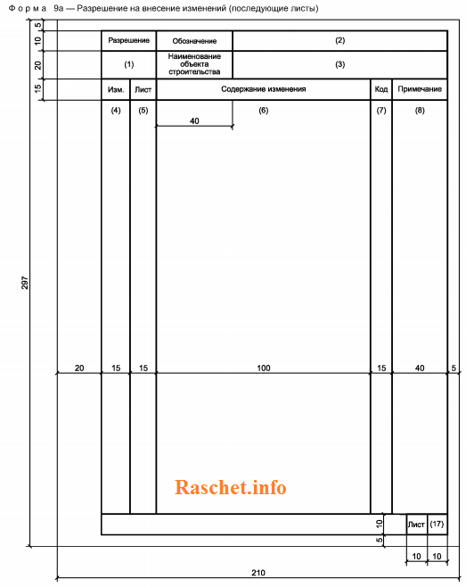 Форма 9a ГОСТ Р 21.1101-2013