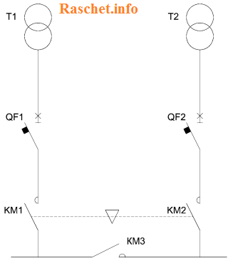 Рис.1 – Схема АВР с секционным контактором в однолинейном изображении